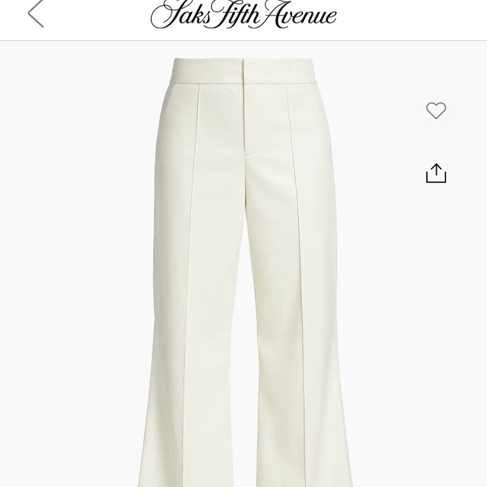 Alice + Olivia Faux Leather Pants in Ivory – Size 6